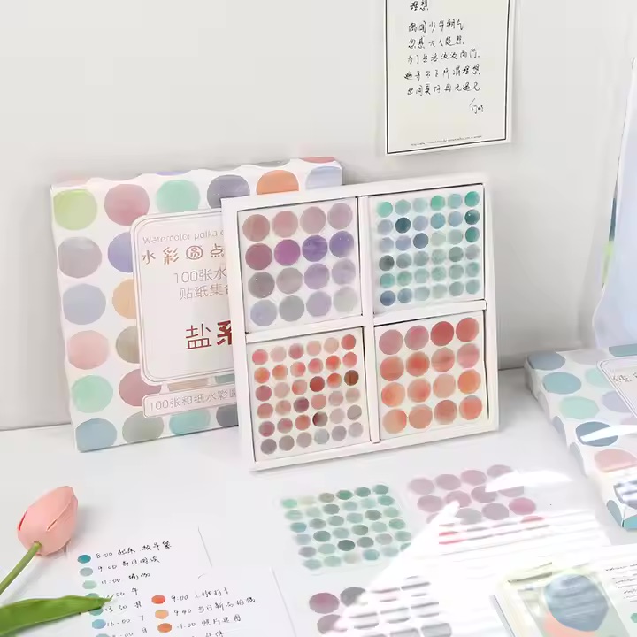 Mr. paper 2 Designs 100Pcs/pack Stickers Dot Series Round Decoration Stickers For Journal And Scrapbooking Planner