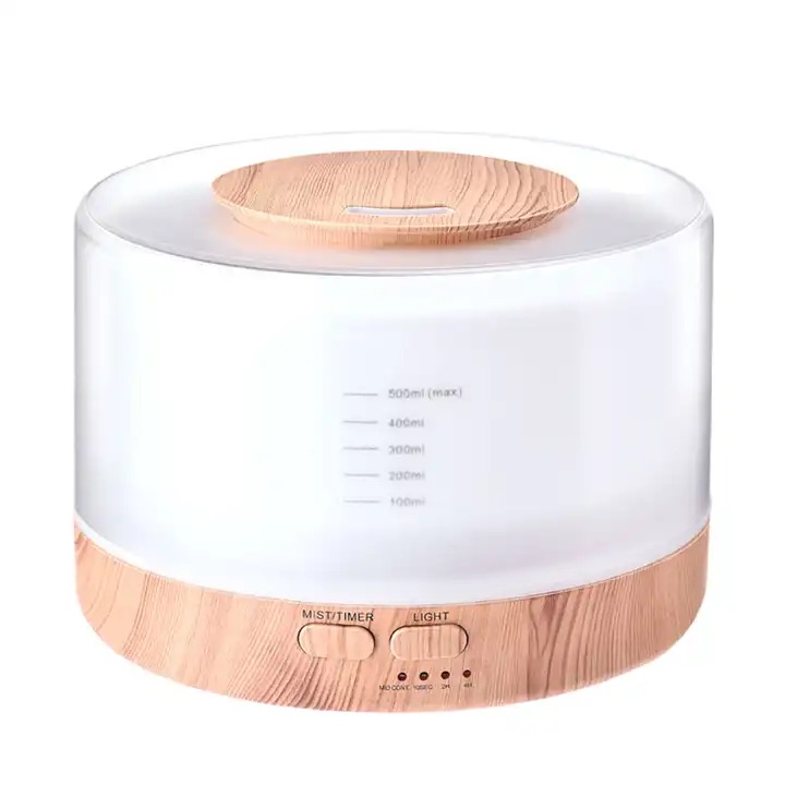 Wholesale household appliances wood grain aromatherapy machine 500ml large capacity LED light diffuser essential oil diffuser