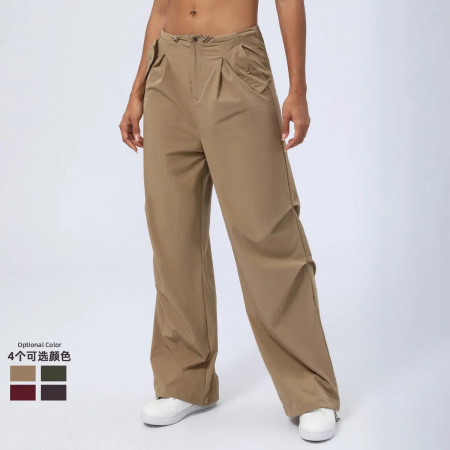 2024 Women's Spring Adjustable Drawstring Loosed Jogging Pants Quick Dry Side Pockets Casual Cargo Pants