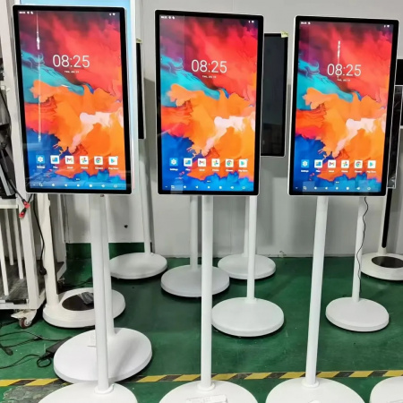 VETO 24 inch Smart Portable TV Wireless Movable Android 12 Ultra-narrow bezel Indoor Rolling TV With Built-in camera