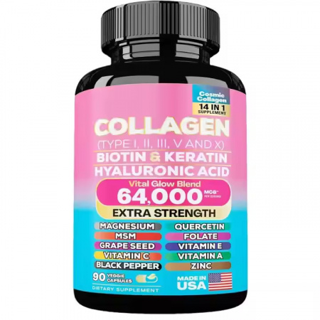 Collagen Biotin Keratin Hyaluronic Acid capsules Vital Glow Blend